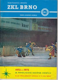 Vladimír Nadrchal on the front page of the ZKL Brno bulletin for the 1972/73 season