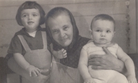 Hana Bébrová with her grandmother Anna Brázdová, 1952