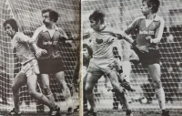 The UEFA Cup quarter-final between Dukla Prague and Hertha Berlin at the Juliska Stadium in Prague, defeat 1:2. Ladislav Vízek is the first from the left, on the right is Zdeněk Nehoda in the Dukla jersey, spring 1979. (Milan Štastný's picture won the foreign award in the competition for the best sports pictures of the year.)