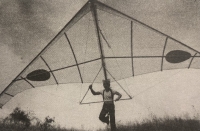 Antonín Vojtek on a hang glider