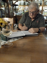 Václav Chabr signs his book Šumava - Bavarian Forest, Železná Ruda, autumn 2023