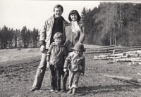 Vlastimil and Jindra Pilous with their son Darko (left) and Radim, spring 1981