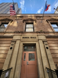 Sokol Hall building in New York, East 71st Street, New York, October 2023