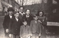 Ida Menzinger with her family, far right, 1949