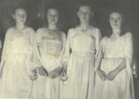 Christmas party, the witness is first from the left, Litomyšl, 1943