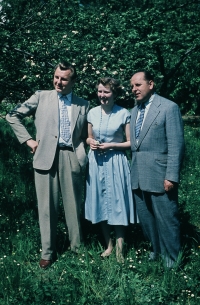 Alois Volkman with his sister and father, 1960s