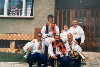 The Polahoda brass band, in which František Rybnikář is active (above, first from the right)