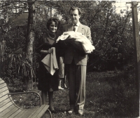 With wife and son, 1963