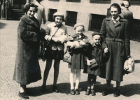 Mother (left) with Bronislava Volková next to her on a trip, 1955-1957