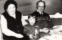 With his wife and grandson, circa 2000