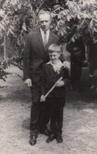 With his son, First Holy Communion, 1969