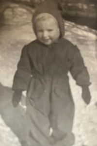 In the first winter overalls, Vrchlabí, 1956