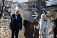 František Příhoda (right) in Thredbo by the new gondola, 2021