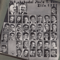Photo board of the T. Bata Public Business School from 1939, from which Oldřich Stehlík graduated. The husband of the witness could not be identified here