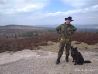 Zdeněk Hovorka on a hike with his Lassie, April 23, 2022