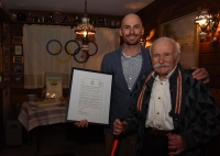 František Příhoda (right) with his Olympic diploma, 2020