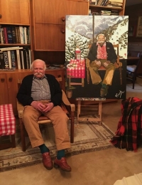 František Příhoda at the celebration of his 100th birthday at his portrait