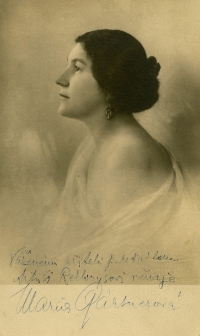 Photo of singer Marie Gärtnerová with dedication for Artuš Rektorys Sr.