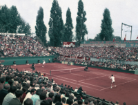 Shot of Prague's Štvanice during the semi-final with Australia, in which Jiří Hřebec defeated Tony Roche 3:2, 1975