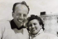 František Příhoda's sister Alexandra Nekvapilová and her husband Karel Nekvapil in the 1950s