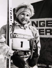 František Příhoda's sister Alexandra Nekvapilová in the 1990s at the veteran women's races in Australia