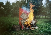 Burning garbage at the farm in Budíškovice, 1992