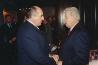 Tomas Finger in 1997 with Josef Masopust, the best football player in Europe in 1962