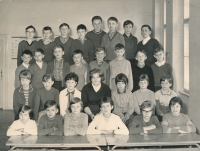 Tomas Finger first from right above in school photo in 1966