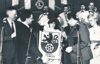 1991, charity concert of the Army Art Ensemble in Germany, Tomas Finger standing in uniform on the right