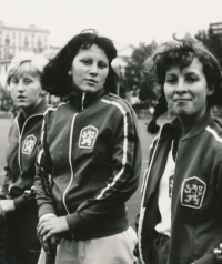 Alena Mejzlíková (centre) at the 1980 Summer Olympics in Moscow