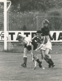 Alena Mejzlíková during a national team match, first half of the 1980s