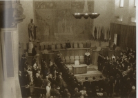 Graduation of Ervín Adam in the auditorium of Charles University in Prague