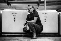 Jarmila Stříbná, the wife of the witness, before her wedding, in the Romo factory in Fulnek, mid-1950s