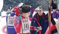 Josef Vild v cíli Jizerské 50, rok 2001