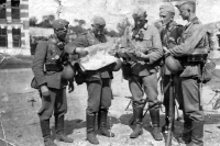 Soldiers on the Russian front, World War II, on the far right Paul Mrovec, brother of his mother, born in 1914, wounded 5 times on the Russian front, from the training of Czechoslovak Army he went straight into World War II