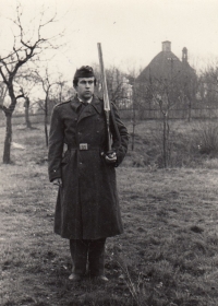 Jiří Cimrman posing in Hracholusky when he got a holiday