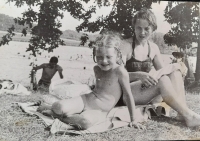 With mother, at Podroužek, 1959