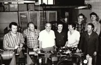 Laboratory of the Research Institute of Machine Tools - Jan Skalla first from the left - 1986