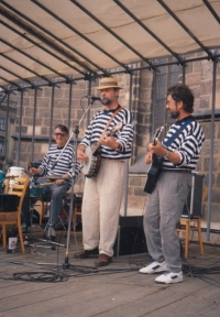 Band NaDoraz, Jaroslav Pátek on the right, American Festivities, Pilsen, 1994