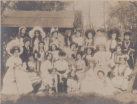 Convent school in Prague, Krč - among the girls is my maternal grandmother Helena Skočdopolová, around 1910