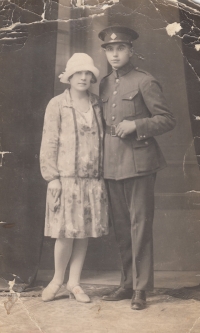 Grandmother and grandfather of father's side, Anna Pavlovská and Bohuslav Pavlovský, in 1927, grandfather was just in the army