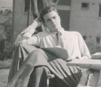 Zdenek Bárta at home after graduating from law school, 1951