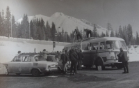 Witness as a driver in the Tatras, where he brought skiers from the OEZ Letohrad ski club, 1969