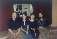 Puppetry group HROB, from left Jiří Větrovský, Hana Větrovská, J. Soukupová, J. Konáš, 1989