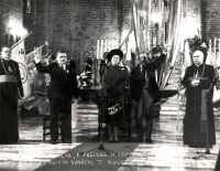 Polish President Lech Wałęsa, Prime Minister, Bishop during a service in the summer of 1989