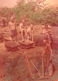 Witness's father (far left) at work, 1951