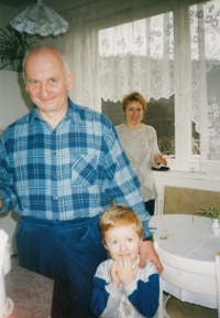 With his wife and grandson, circa 2000