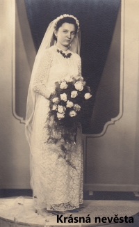 Marie Burkotová as a bride