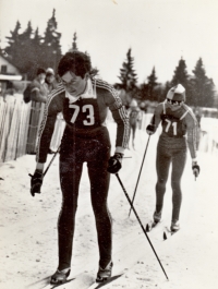 Blanka Paulů at the World Cup race in Zadov in the Šumava mountain range, 1983