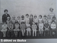 Marie Burkotová with children in the kindergarten